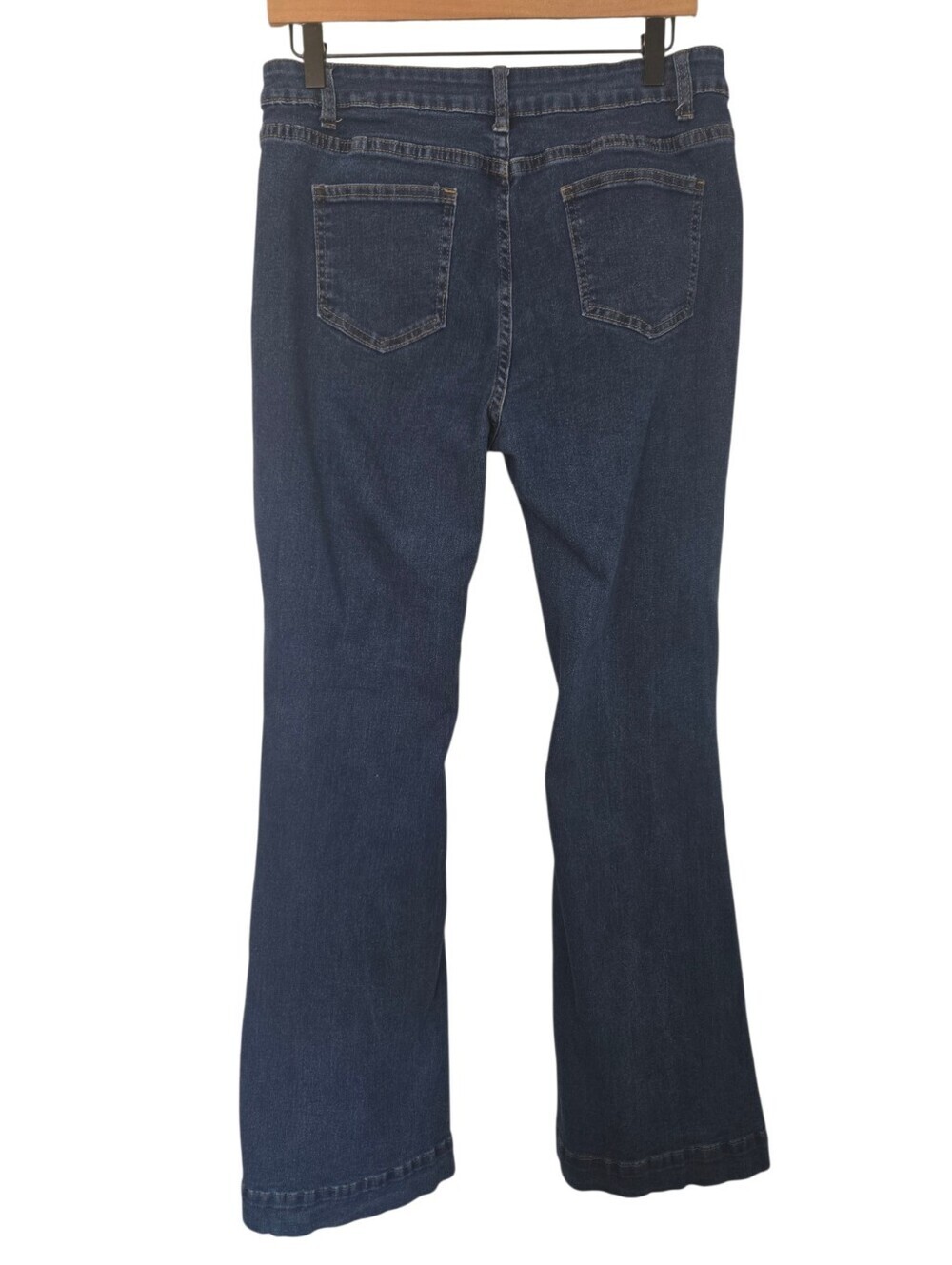 👖 Y2K Dark Wash High Rise Button Fly Flare Jeans XL - Picture 3 of 4